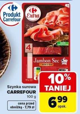 Szynka surowa Jambon Sec Carrefour promocja w Carrefour Market