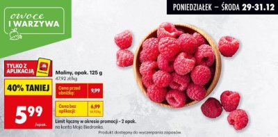 Maliny opak. 125 g promocja w Biedronka