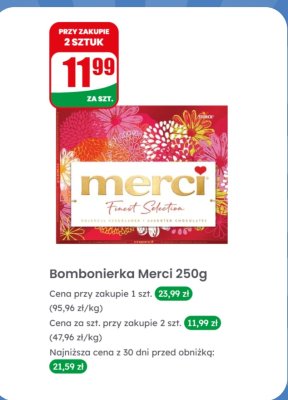 Bombonierka czekoladowa Merci Finest Selection 250g promocja w Dino