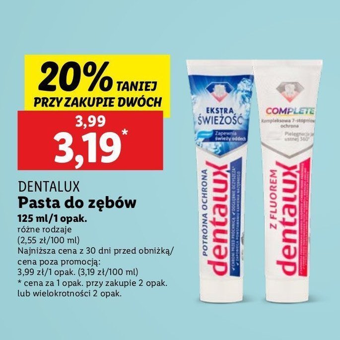 Pasta do zębów ekstra świeżość Dentalux promocja