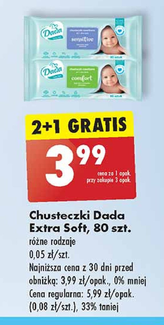 Chusteczki wilgotne sensitive Dada extra soft promocja