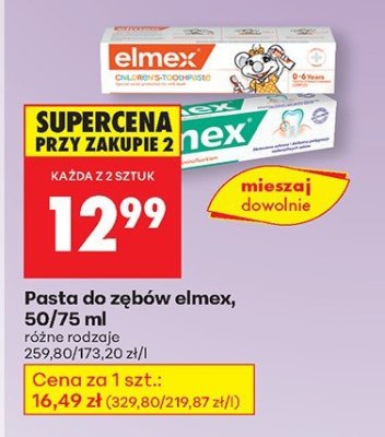 Pasta do zębów elmex, 50/75 ml promocja w Biedronka