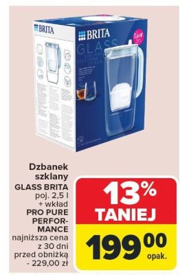Dzbanek szklany 2,5 l + wkład PRO Pure Performance Brita promocja w Carrefour