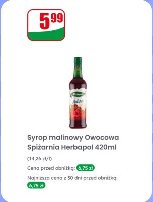Syrop malinowy Owocowa Spiżarnia  promocja w Dino