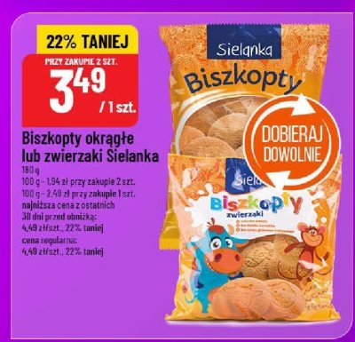 Biszkopty okrągłe lub zwierzaki Sielanka promocja w POLOmarket