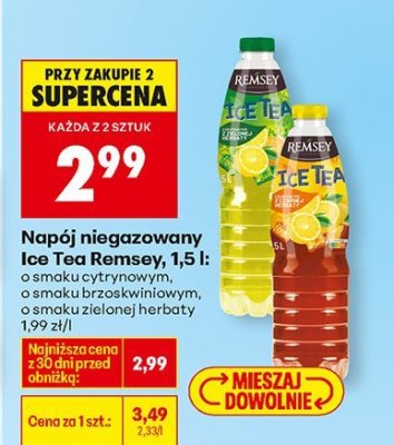 Napój niegazowany Ice Tea Remsey, 1,5 l: o smaku brzoskwiniowym promocja w Biedronka