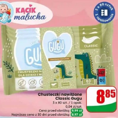 Chusteczki nawilżane Classic 3 x 80 szt.  promocja w Dino
