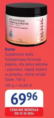 Suplement diety kolagenowa formuła piękna dla skóry włosów i paznokci napój instant różne smaki Remē promocja w Drogerie DM