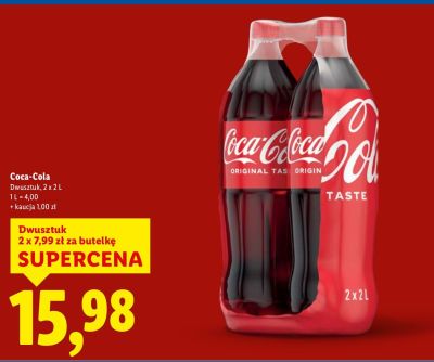 Napój Coca-Cola dwusztuk 2x2L promocja w Lidl