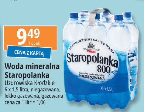 Woda niegazowana Staropolanka 800 promocja w Leclerc