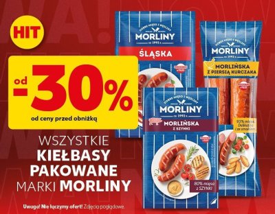 Kiełbasy pakowane Morliny różne rodzaje od -30% taniej promocja w Kaufland