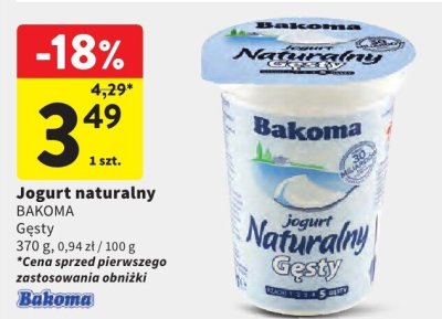 Jogurt naturalny gęsty Mleczna dolina promocja w Intermarche
