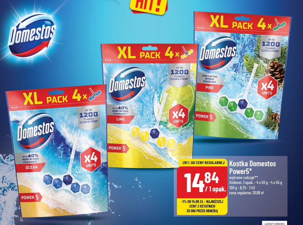 Kostka do wc ocean Domestos power5 promocja