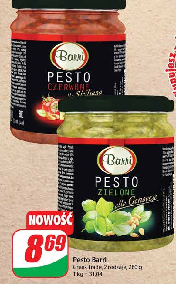 Pesto zielone Barri promocja