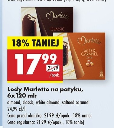 Lody salted caramel Marletto promocja w Biedronka