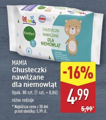 Chusteczki dla niemowląt comfort Mamia promocja