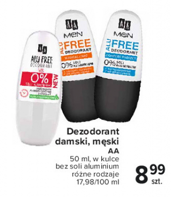 Dezodorant alu free comfrot protect Aa men promocja