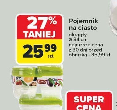 Pojemnik na ciasto BranQ różne rodzaje Ø 34 cm najniższa cena z 30 dni przed obniżką - 35,99 zł promocja w Carrefour