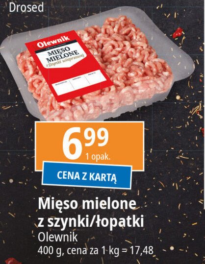 Mięso mielone wieprzowe z szynki Olewnik promocja w Leclerc