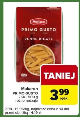 Makaron Primo Gusto Penne Rigate 250-500g różne rodzaje promocja w Carrefour Express