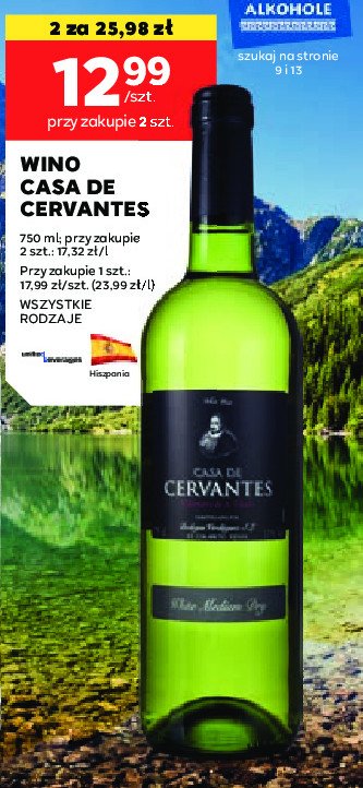 Wino CERVANTES DE ALCARDETE DON QUIJOTE WHITE MEDIUM DRY promocja