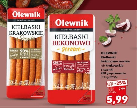 Kiełbaski bekonowo-serowe Olewnik promocja w Kaufland