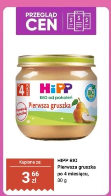 Danie HIPP BIO Pierwsza gruszka po 4 miesiącu promocja w Biedronka