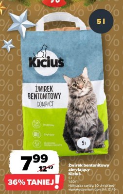 Żwirek bentonitowy zbrylający Kicius promocja w Netto