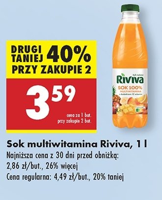 Sok multiwitamina 100% Riviva promocja w Biedronka