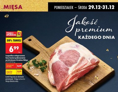 Łopatka wieprzowa bez kości pakowana próżniowo  promocja w Biedronka