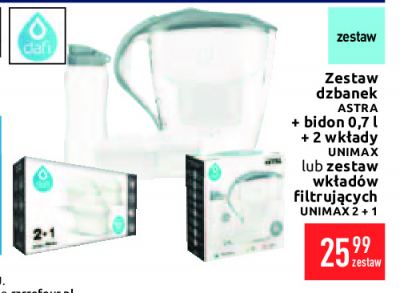 Dzbanek astra + bidon + wk艂ad filtruj膮cy + wk艂ad magnezowy Dafi promocja