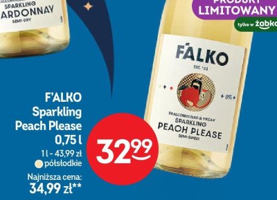 Wino musujące F'ALKO Sparkling Peach Please 0,75l promocja w Żabka