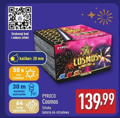 Fajerwerki Cosmos Sztuka bateria 64-strzałowa promocja w Aldi