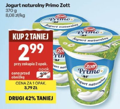 Jogurt naturalny Primo Zott promocja w Delikatesy Centrum