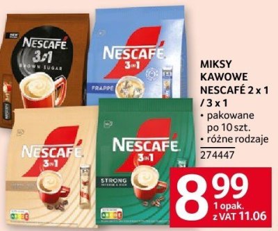 Miksy kawowe Nescafe 2x1/3x1 różne rodzaje promocja w Selgros