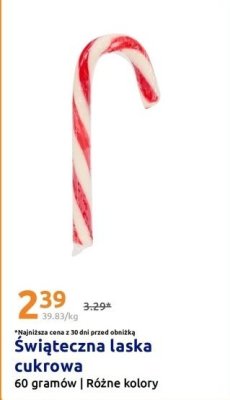 Świąteczna laska cukrowa różne kolory promocja w Action