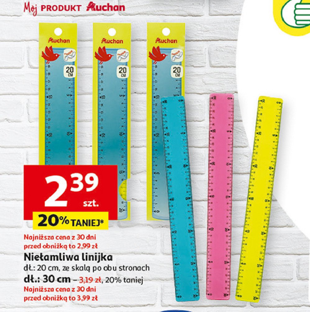 Linijka 30 cm Auchan promocja