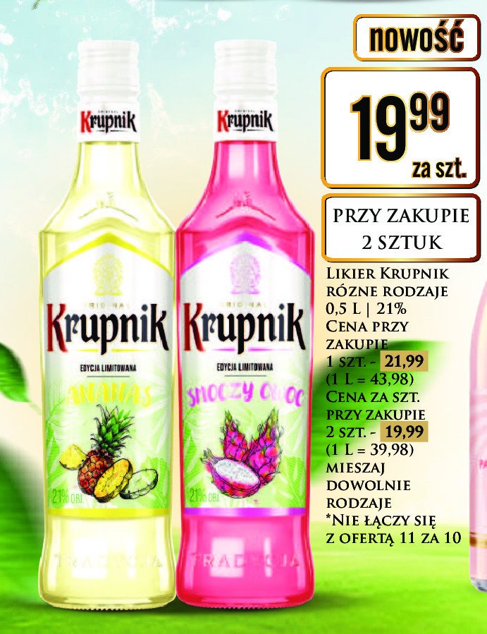 Likier Krupnik ananas promocja w Dino