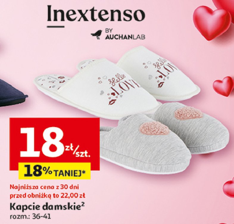 Kapcie damskie 36-41 Auchan inextenso promocja