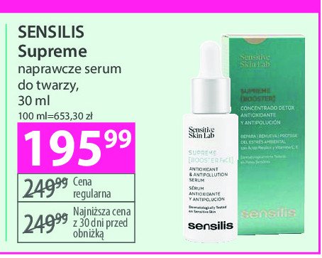 Serum naprawcze do twarzy SENSILIS SUPREME BOOSTER FECE promocja