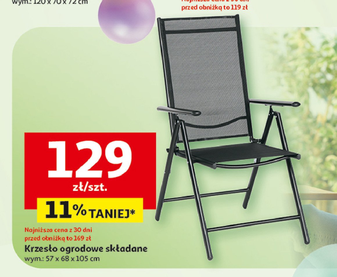 Krzesło ogrodowe składane promocja w Auchan