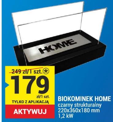 BIOKOMINEK HOME czarny strukturalny 220x360x180 mm 1,2 kW promocja w Merkury Market