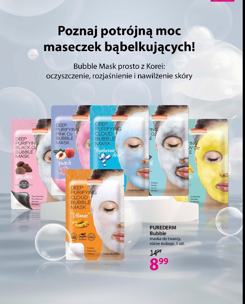 Maska deep purifying cloud bubble mask vitamin Purederm promocja