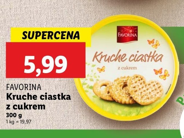 Ciastka kruche z cukirem Favorina promocja w Lidl