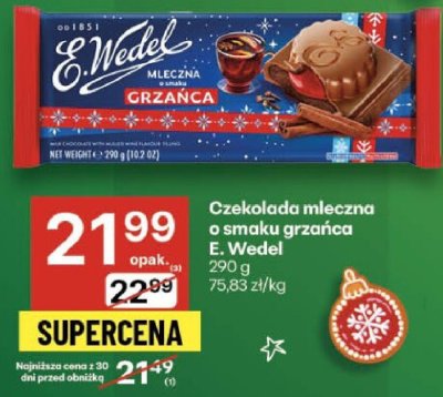 Czekolada mleczna o smaku grzańca E. Wedel promocja w Delikatesy Centrum