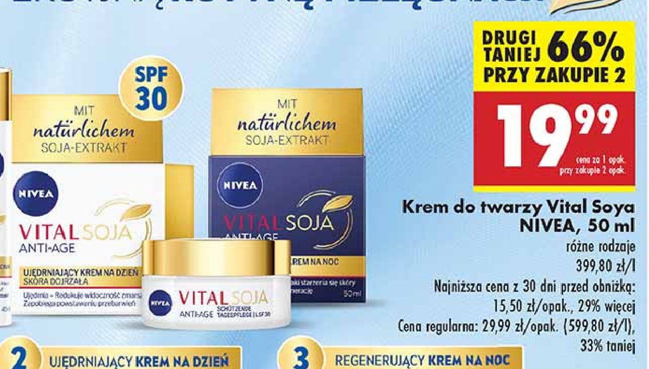 Regenerujący krem na noc Nivea vital soja promocja w Biedronka