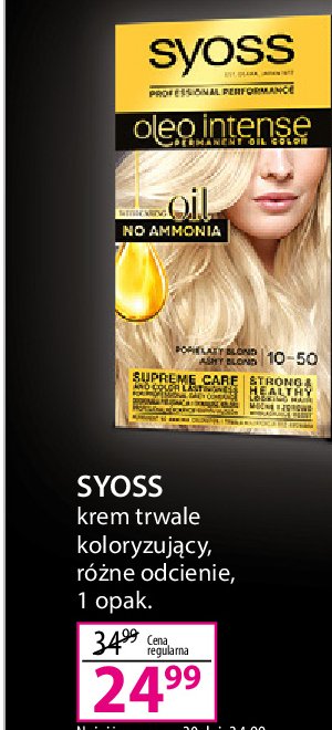 Farba do włosów popielaty blond 10-50 Syoss oleo intense supreme golds promocja