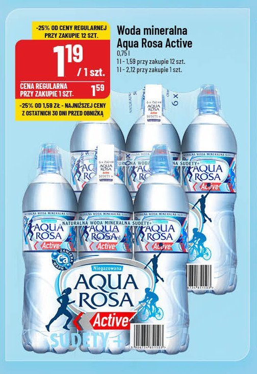 Woda niegazowana active Aqua rosa promocja w POLOmarket