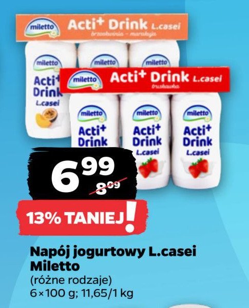 Napój jogurtowy marakuja-brzoskwinia Miletto promocja