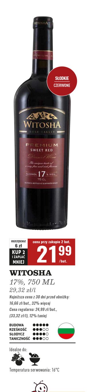 Wino WITOSHA PREMIUM SWEET RED promocja